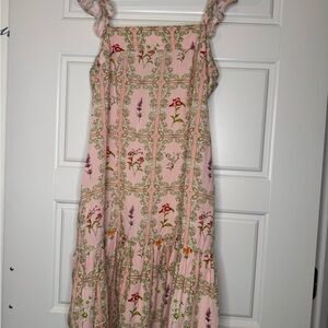 Agua Bendita Pink Floral Midi Dress